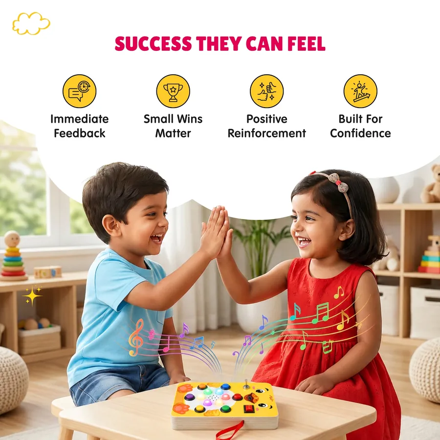 Two children celebrating a win with a high-five while playing Tuni