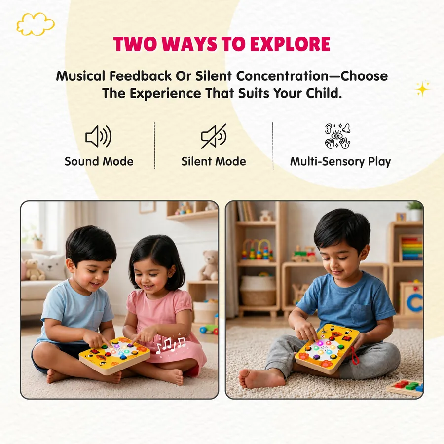 Two children playing Tuni in sound mode and one boy playing in silent mode